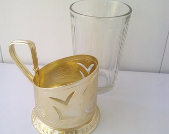 Great gift, Vintage, tea glass holder, USSR vintage cottage chic decor retro kitchen decor vintage Soviet glass holder metal tea coaster