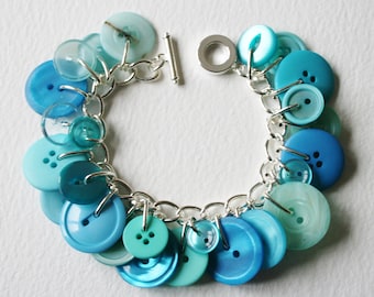 Button Bracelet Aqua Sea Foam Blue Green