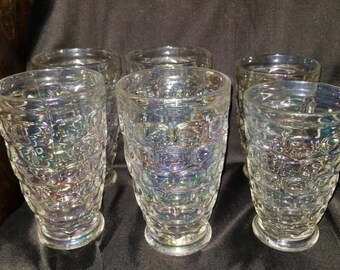 Vintage Federal Yorktown Irridescent Thumbprint tumblers