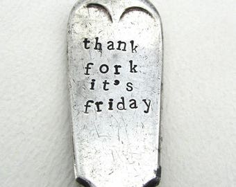 Thank Fork It's Friday, Sweary Rude Handstamped Vintage Fork, Hand Stamped British Vintage Tableware, Funny Cutlery, TFI Friday