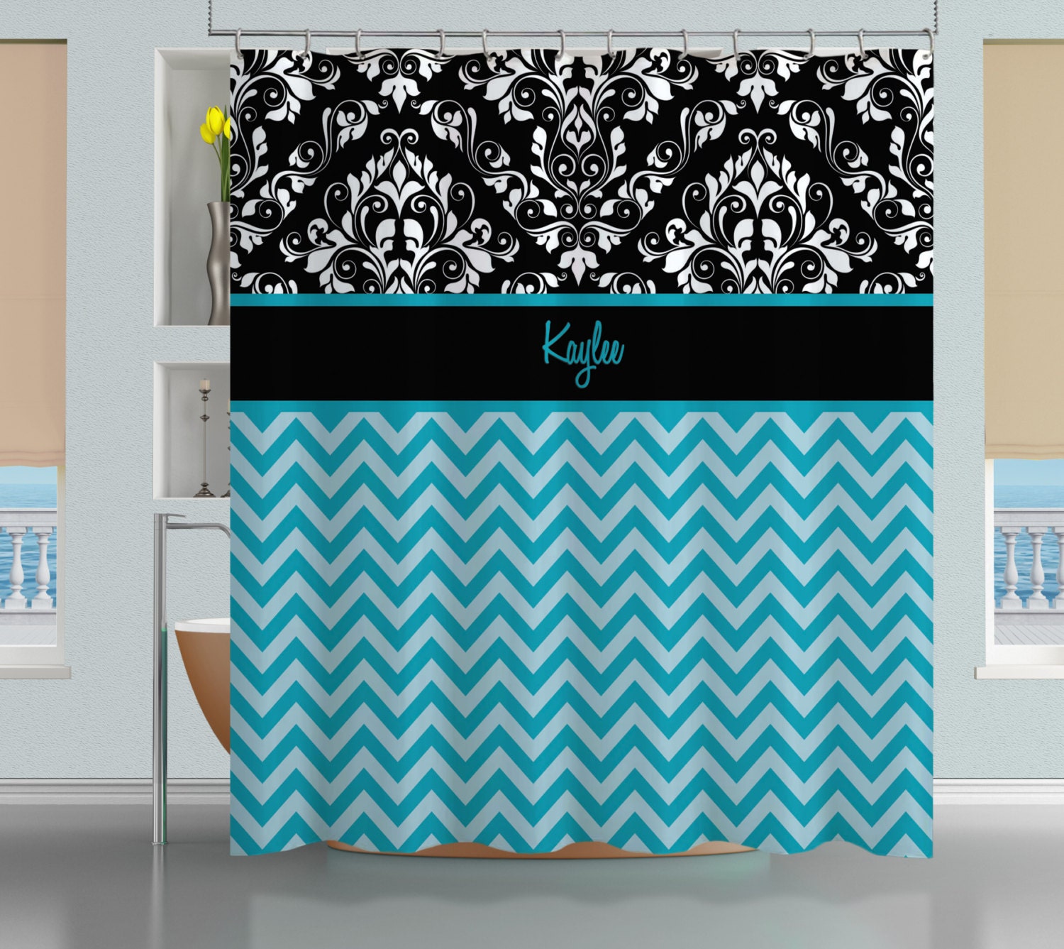 Chevron Shower Curtain Bathroom Shower Curtains Blue Shower