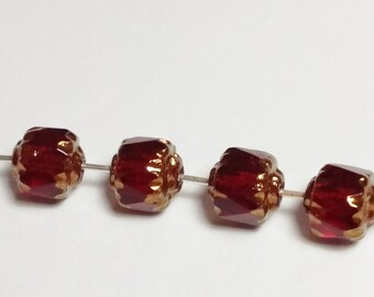 10pcs Cathedral Beads - Garnet Red Czech Glass 6mm - GB194