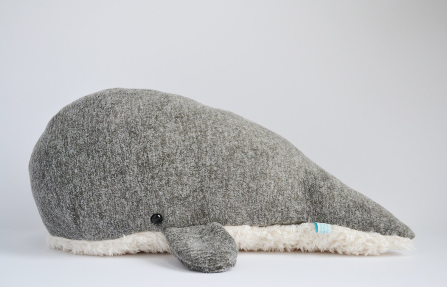 Sperm Whale Plush Heathered Grey Furry Belly Large