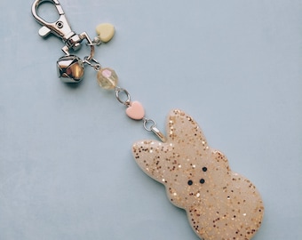 Peep Keychain - White & Gold