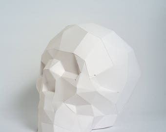 Pre-cut and Pre-scored Skull Kit - Low Poly Skull