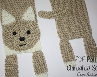 Crochet PATTERN - Chihuahua Scarf / Dog Breed Scarf, Puppy Scarf, Dog Scarf, Neck Warmer - PATTERN ONLY