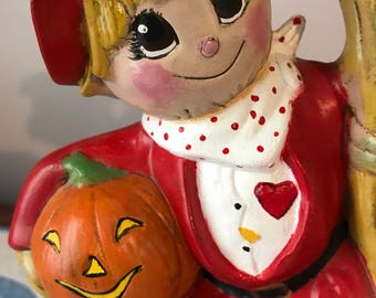Vintage scarecrow porcelain fall decor piece