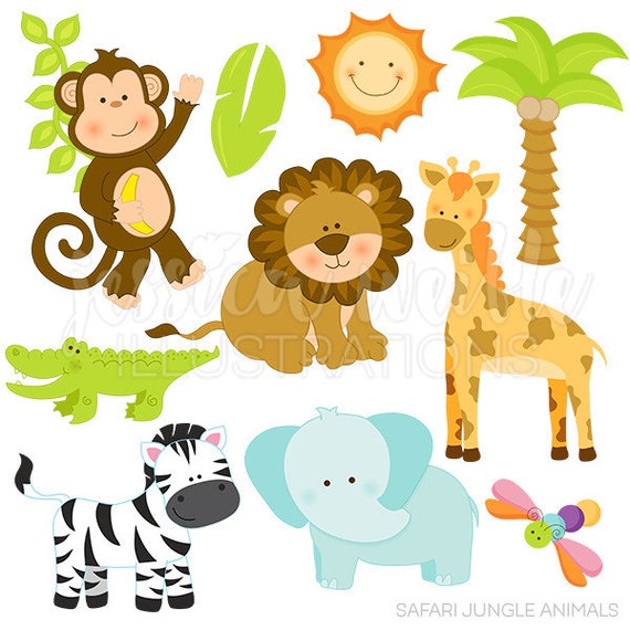 Safari Jungle Animals Cute Digital Clipart Commercial Use OK