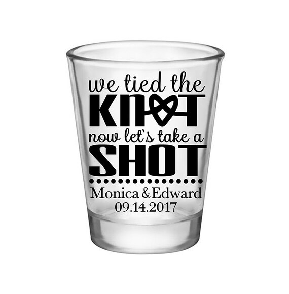 We've tied the knot now take a shot labels