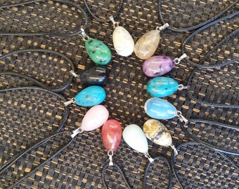 Gemstone Teardrop Pendant Necklace