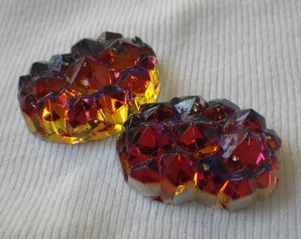 Iceberg Bumpy Textured Volcano Mirror Foiled 25x18mm Kidney Cabochons 2