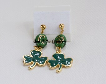 Green & Gold Shamrock Earrings