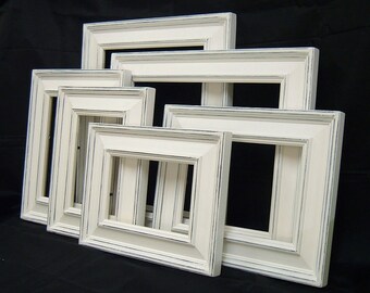 Picture Frame Set White Picture Frame Shabby Chic Picture Frames Home Decor Rustic Picture Frame Set Beach Decor Wall Decor 4x6 5x7 8x10