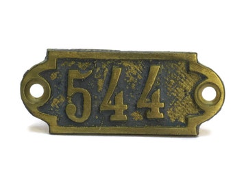 French Hotel Door Number 544. Antique Bronze Number Tag. Numbered Bronze Plaque.