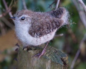 Needle Felt Wren Bird Sculpture