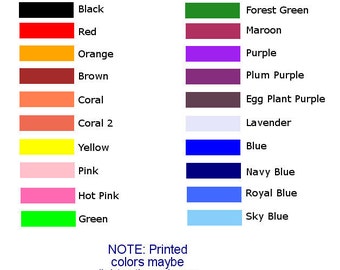 Color Choices - NOT FOR SALE