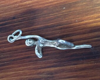 Vintage Naked Woman Sterling Silver Pendant