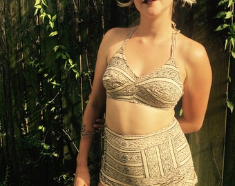 Birch tree high waisted bikini with pocket