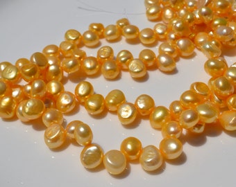 Yellow large Dancing Freshwater Pearls FULL STRAND