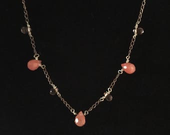 Pink and purple teardrop necklace