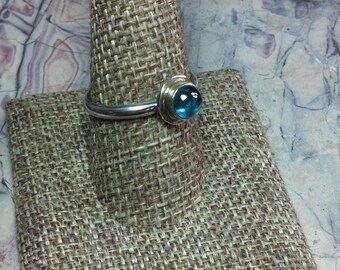 Blue Topaz ring, Artisan ring, Sterling Silver ring