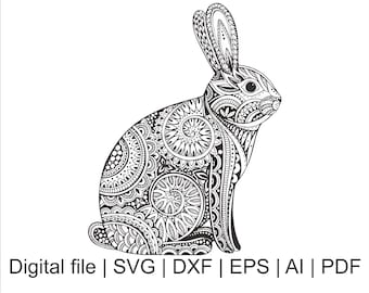 Download Zentangle rabbit | Etsy
