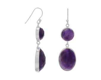 Amethyst Drop French Wire Earrings