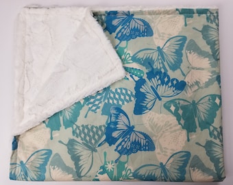 Butterfly Print Minky Travel Throw/Blanket