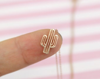 Dainty Rose Gold Cactus Necklace, Tiny Rose Gold Cactus necklace. Dainty Necklace, Cactus Necklace,Birthday Gift, Bridesmaid Gift,RNK-3011