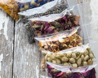 You Pick 6- Dried Flower Assortment - For DYI Skincare Bath & Body-Botanical Anthology DIY Natural Organic Botanical Supplies- Dried Herbs