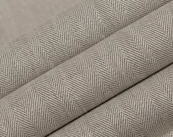 Belgium Linen Fabric by the yard Herringbone Oatmeal Color