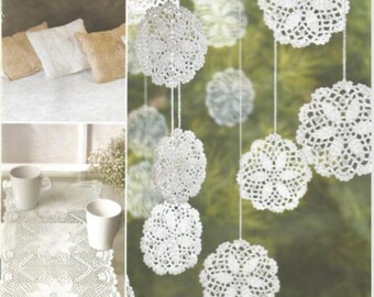 Vintage Crochet Patterns,Floral Doilies Pattern,Snowflake Doily Pattern/PDF Instant download.