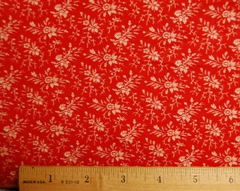 Calico Fabric Red Village Store by the yard
