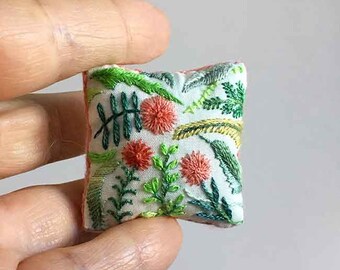 Miniature pillow. Hand embroidered Hand made