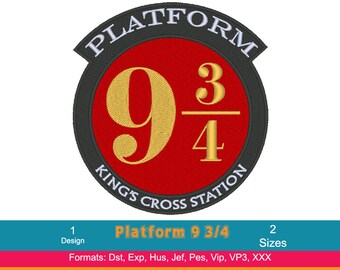 Platform 9 3/4's Design, Harry Potter Machine Embroidery Design, Hogwarts, Ravenclaw, Hufflepuff, Gryffindor, Slytherin, Instant Download