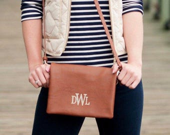Monogrammed Crossbody Purse Palmer | Black | Camel | Taupe | Wine