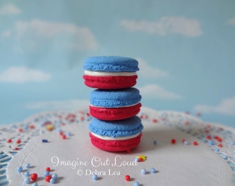 FAUX MACARON Set Patriotic Red White and Blue