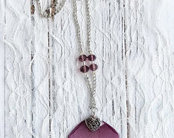 Rose necklace, Real flower jewelry, Dusty rose necklace, Real rose jewelry