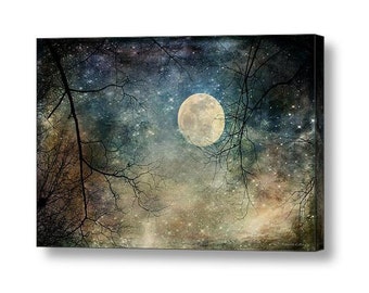 Surreal Landscape Sky Nighttime Moon Stars Tree Branches