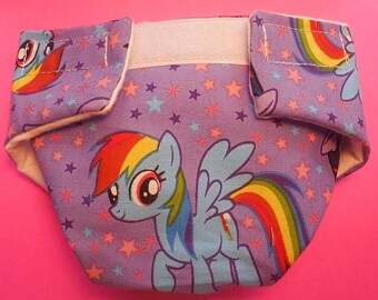 Cloth Doll diaper SIZE #2 ready to ship purple pony horse fits luvabella some Baby alive cabbage patch snackin sara stuffed animals and more