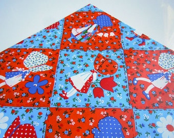 Vintage 1980's Retro Holly Hobbie Wrapping Paper Red White and Blue Birthday Any Occasion Gift Wrap