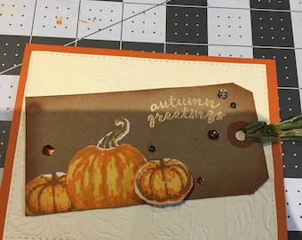 Autumn Greetings - Pumpkins and Tag