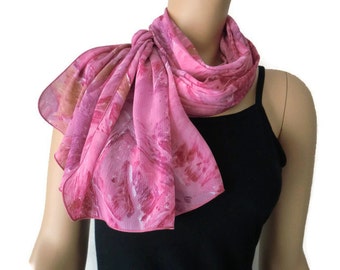 Pretty pink long chiffon scarf-Parisian Neck Tissu