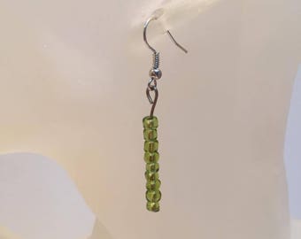 Green seed beads earrings
