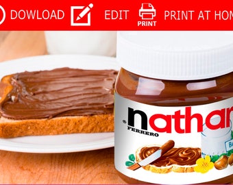 Nutella,nutella Labels,nutella name,nutella jar,your name,personalised label,personalised nutella,custom label,custom nutella