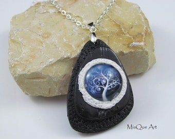 Amulet Tree of Life in fog black and white