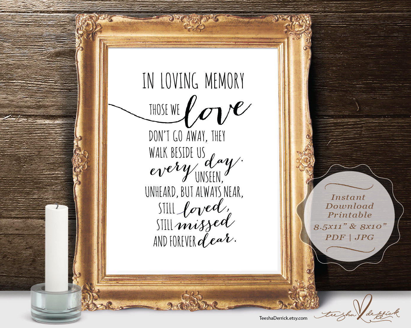 Download In Loving Memory Instant download Printable Wedding Memorial