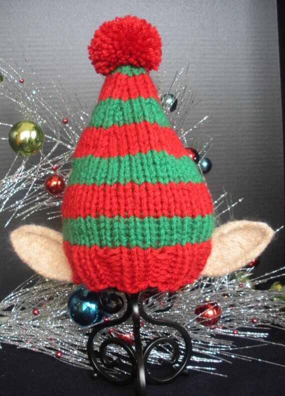 Items similar to Elf Knit Christmas Holiday Hat with Ears for Newborns