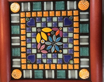 Mosaic Jewelry Box with Flowers and Lift Out Tray