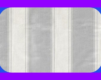 Vintage Dupioni Stripes 100% SILK Fabric Silver & White